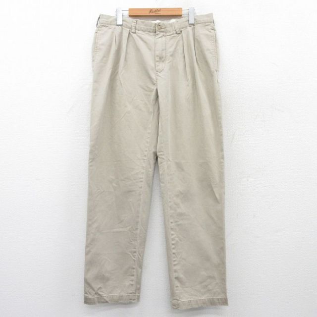 W35★古着 ラルフローレン Ralph Lauren ブランド パンツ メンズ 90年代 90s コットン ベージュ カーキ 25apr23 中古 ボトムス ロング