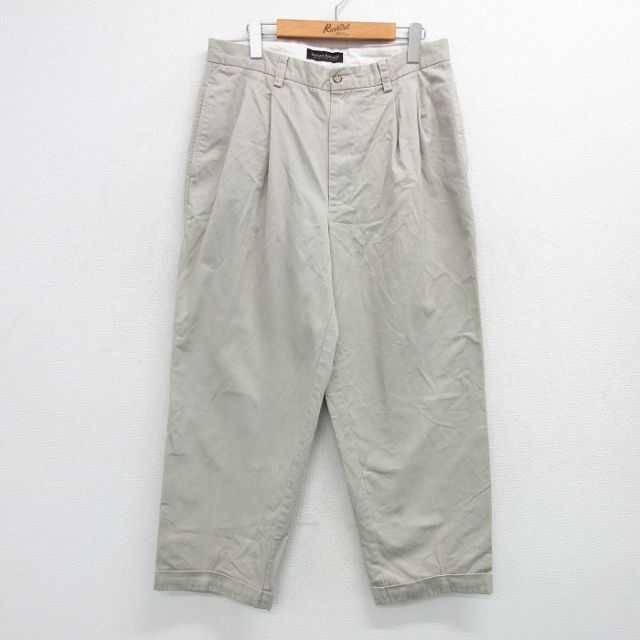 W33★古着 バナナリパブリック BANANA REPUBLIC パンツ メンズ コットン 薄ベージュ カーキ 25apr23 中古 ボトムス ロング