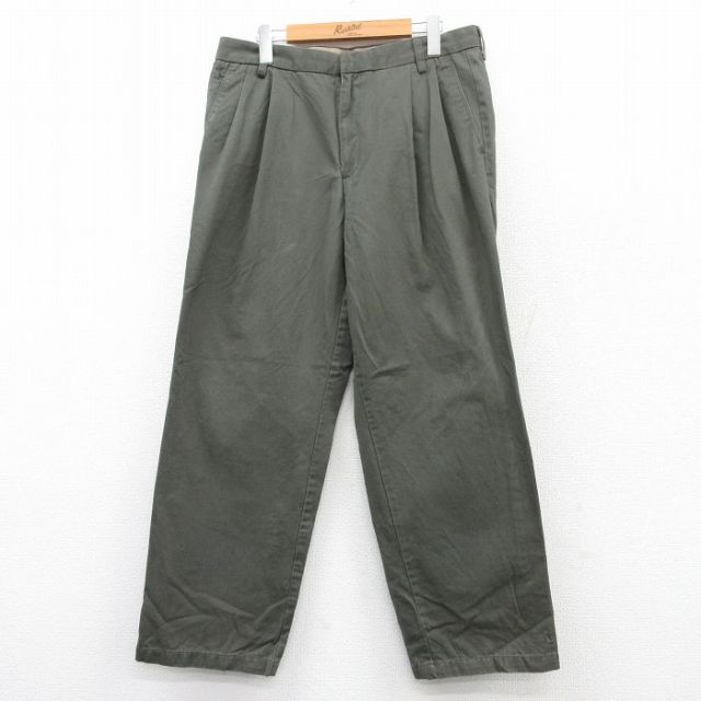 【20%OFF】W34★古着 ドッカーズ パンツ メンズ 濃緑 グリーン 25apr24 中古 ボトムス ロング