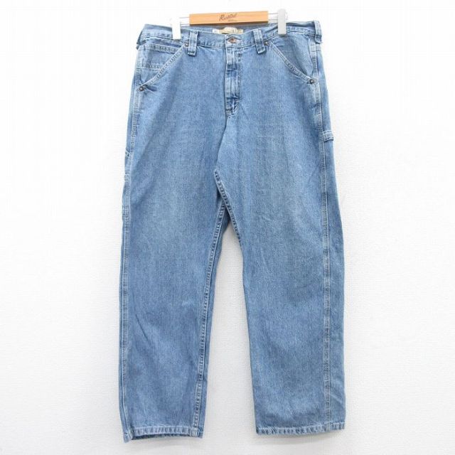 W37★古着 リー Lee ペインター パンツ メンズ コットン 紺 ネイビー デニム 【spe】 25apr24 中古 ボトムス ロング