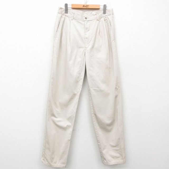 W32★古着 パンツ メンズ コットン 薄ベージュ カーキ 25apr26 中古 ボトムス ロング