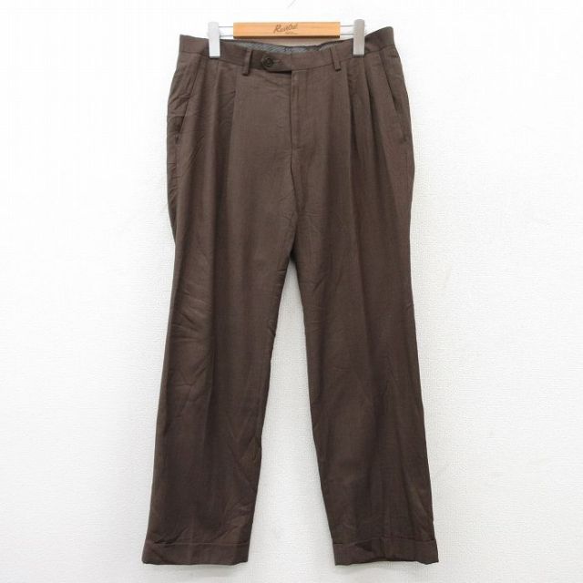 W34★古着 ラルフローレン Ralph Lauren ブランド スラックス パンツ メンズ 茶 ブラウン 25apr26 中古 ボトムス ロング