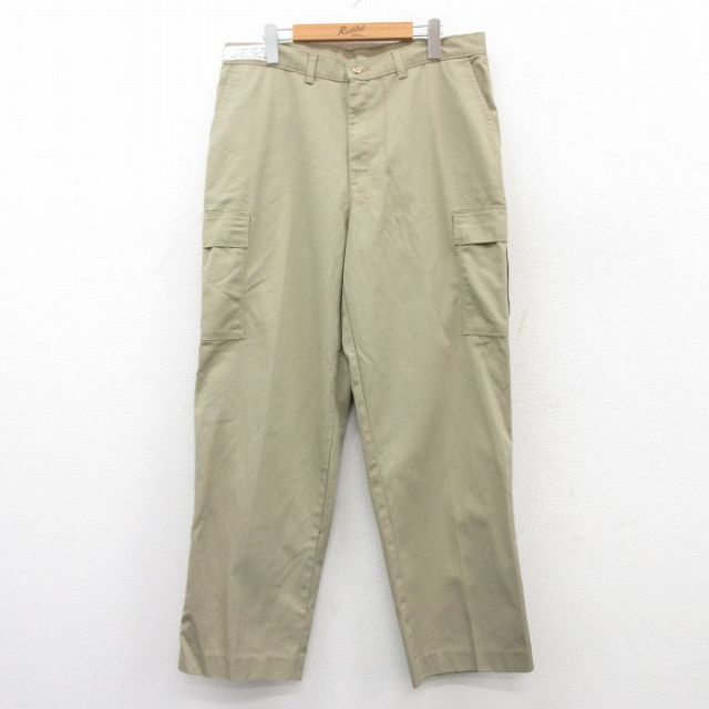 【50%OFF】W35★古着 ワーク カーゴ パンツ メンズ ベージュ カーキ 25apr26 中古 ボトムス ロング