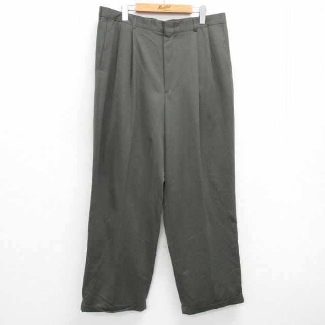 W30★古着 ペリーエリス スラックス パンツ メンズ 90年代 90s 緑系 グリーン 25apr28 中古 ボトムス ロング