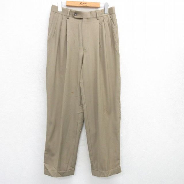W30★古着 ジバンシー GIVENCHY スラックス パンツ メンズ 90年代 90s USA製 ベージュ カーキ 【spe】 25apr28 中古 ボトムス ロング