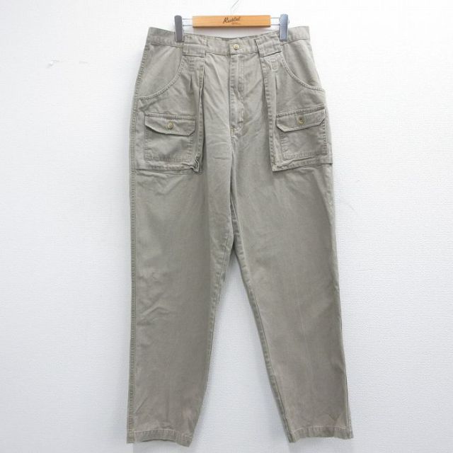 W35★古着 ブッシュ パンツ メンズ コットン 薄ベージュ カーキ 25apr28 中古 ボトムス ロング
