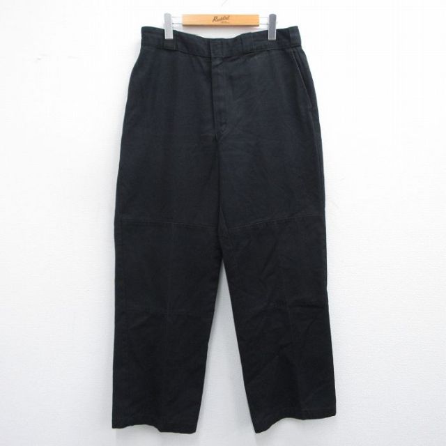 W35★古着 ディッキーズ Dickies ワーク パンツ メンズ ダブルニー 黒 ブラック 25apr28 中古 ボトムス ロング