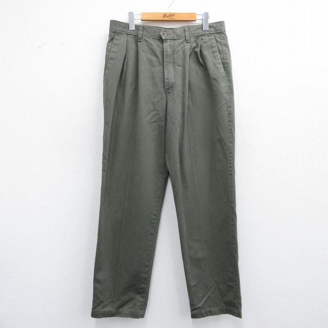 【50%OFF】W35★古着 ドッカーズ パンツ メンズ 00年代 00s 濃緑 グリーン 25apr28 中古 ボトムス ロング
