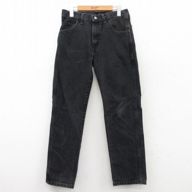 【50%OFF】W31★古着 ラスラー ジーンズ メンズ ヒゲ コットン 黒 ブラック デニム 25apr28 中古 ボトムス ジーパン Gパン ロング パンツ