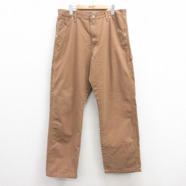 W36★古着 ラングラー Wrangler ペインター パンツ メンズ ダック地 茶 ブラウン 25apr30 中古 ボトムス ロング