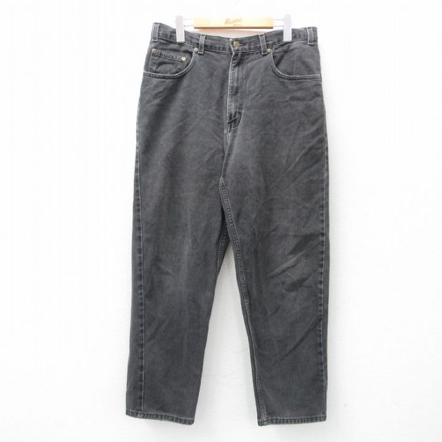 W35★古着 エディーバウアー ジーンズ メンズ 90年代 90s コットン USA製 黒 ブラック デニム 【spe】 25may01 中古 ボトムス ジーパン Gパン ロング パンツ