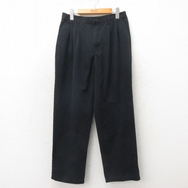 W31★古着 ベーシックエディションズ パンツ メンズ 黒 ブラック 25may02 中古 ボトムス ロング