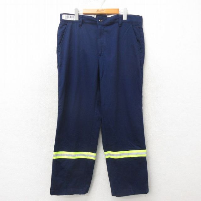 W37★古着 レッドキャップ ワーク パンツ メンズ リフレクター 紺 ネイビー 【spe】 25may02 中古 ボトムス ロング