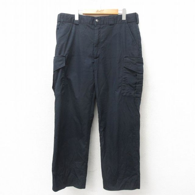 W38★古着 ブラウアー Blauer カーゴ パンツ メンズ 黒 ブラック 25may02 中古 ボトムス ロング
