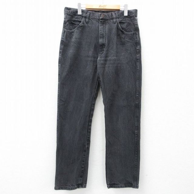 【50%OFF】W35★古着 ラスラー ジーンズ メンズ コットン 黒 ブラック デニム 25may07 中古 ボトムス ジーパン Gパン ロング パンツ