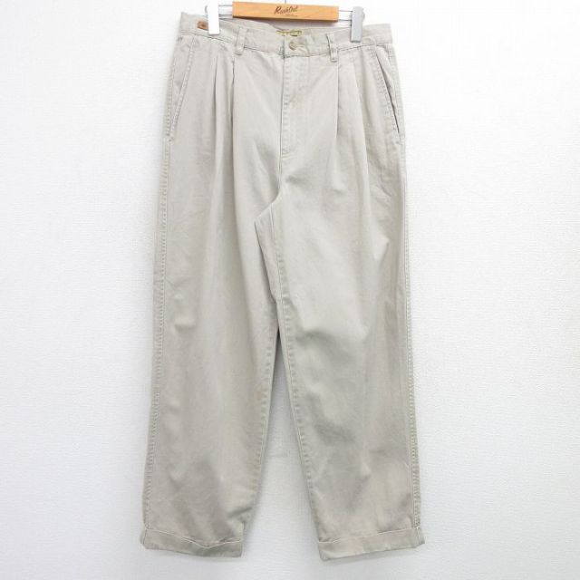 W32★古着 チノ パンツ チノパン メンズ コットン ベージュ カーキ 25may08 中古 ボトムス ロング