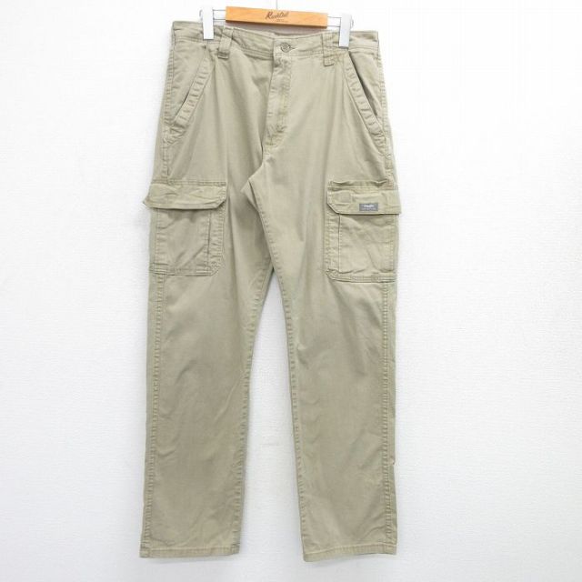 W33★古着 ラングラー Wrangler カーゴ パンツ メンズ 薄緑 グリーン 25may08 中古 ボトムス ロング