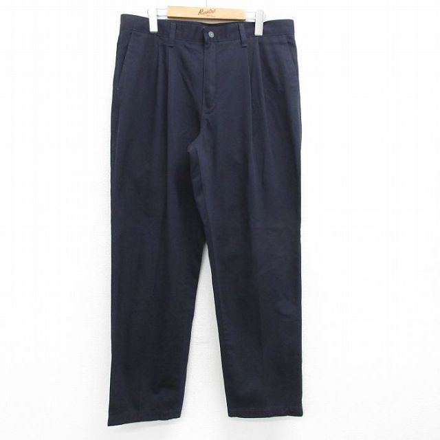 W35★古着 リー Lee パンツ メンズ コットン 濃紺 ネイビー 25may08 中古 ボトムス ロング