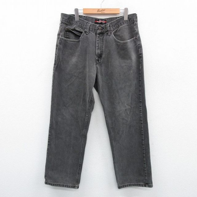 W35★古着 リー Lee ジーンズ メンズ コットン 薄黒 ブラック デニム 25may08 中古 ボトムス ジーパン Gパン ロング パンツ