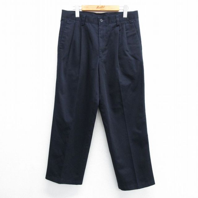 W34★古着 ドッカーズ パンツ メンズ コットン 紺 ネイビー 25may08 中古 ボトムス ロング