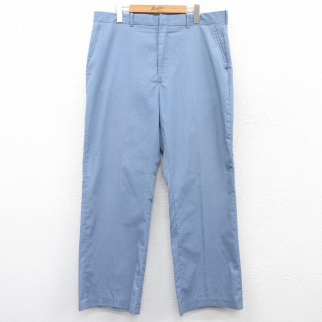 W37★古着 スラックス パンツ メンズ 80年代 80s USA製 タロン 薄紺 ネイビー 25may09 中古 ボトムス ロング