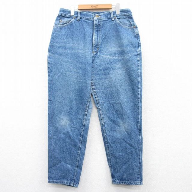 【50%OFF】W35★古着 エルエルビーン LLBEAN ジーンズ レディース 80年代 80s ヒゲ テーパード コットン USA製 紺 ネイビー デニム 【spe】 25may09 中古 メンズ ボトムス ジーパン Gパン ロング パンツ