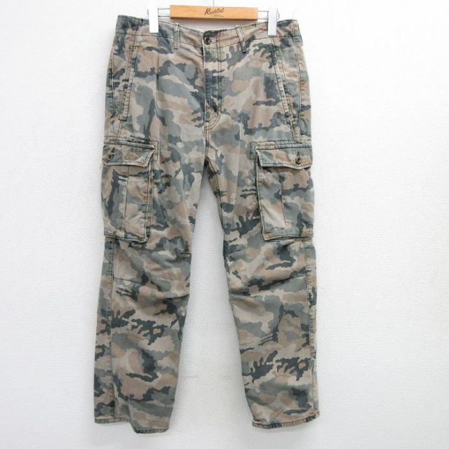 W34★古着 リーバイス Levis カーゴ パンツ メンズ コットン ベージュ系 カーキ 迷彩 25may09 中古 ボトムス ロング