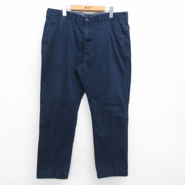 W39★古着 トミーヒルフィガー TOMMY HILFIGER ブランド パンツ メンズ ワンポイントロゴ 大きいサイズ 紺 ネイビー 25may09 中古 ボトムス ロング