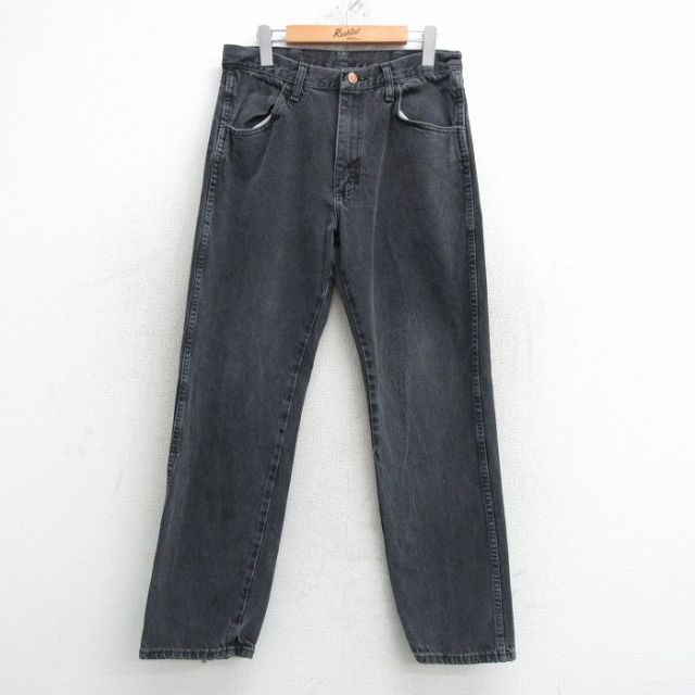 【50%OFF】W32★古着 ラスラー ジーンズ メンズ コットン 黒 ブラック デニム 25may10 中古 ボトムス ジーパン Gパン ロング パンツ