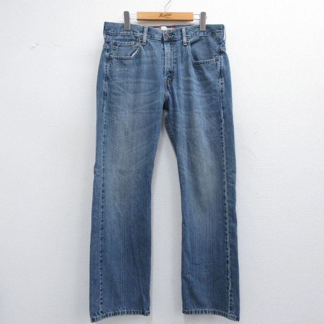 W35★古着 リーバイス Levis 569 ジーンズ メンズ ヒゲ コットン 紺 ネイビー デニム 【spe】 25may10 中古 ボトムス ジーパン Gパン ロング パンツ