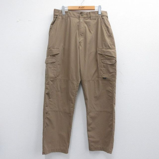 【50%OFF】W33★古着 カーゴ パンツ メンズ リップストップ 濃ベージュ カーキ 25may10 中古 ボトムス ロング