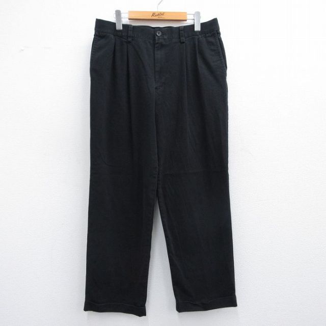 W34★古着 ドッカーズ パンツ メンズ 黒 ブラック 25may12 中古 ボトムス ロング