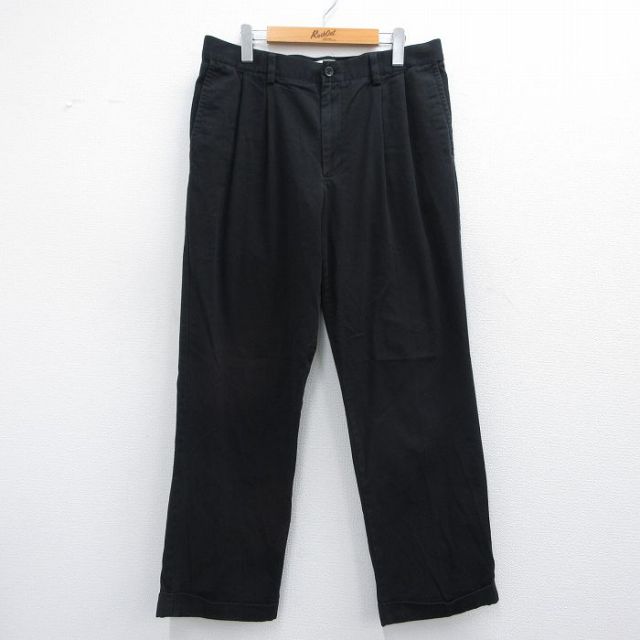 【20%OFF】W34★古着 ドッカーズ パンツ メンズ 黒 ブラック 25may12 中古 ボトムス ロング