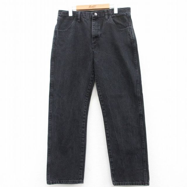 【50%OFF】W36★古着 ラスラー ジーンズ メンズ コットン 黒 ブラック デニム 25may13 中古 ボトムス ジーパン Gパン ロング パンツ