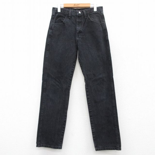 W30★古着 ラスラー ジーンズ メンズ コットン 黒 ブラック デニム 25may13 中古 ボトムス ジーパン Gパン ロング パンツ
