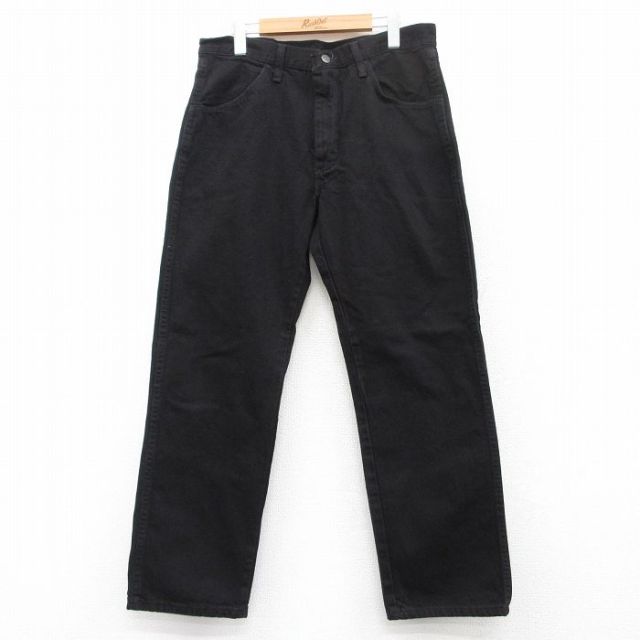 W34★古着 ラスラー ジーンズ メンズ コットン 黒 ブラック デニム 25may13 中古 ボトムス ジーパン Gパン ロング パンツ