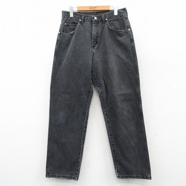 W32★古着 ラングラー Wrangler ジーンズ メンズ 黒 ブラック デニム 25may13 中古 ボトムス ジーパン Gパン ロング パンツ