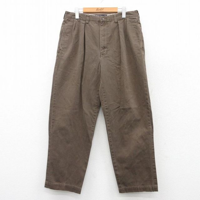 W34★古着 ラルフローレン Ralph Lauren ブランド チノ パンツ チノパン メンズ 90年代 90s ANDREW コットン 茶 ブラウン 25may13 中古 ボトムス ロング