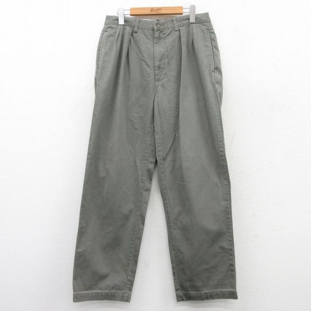 W32★古着 ラルフローレン Ralph Lauren ブランド チノ パンツ チノパン メンズ 90年代 90s ACDREW コットン 緑系 グリーン 25may13 中古 ボトムス ロング