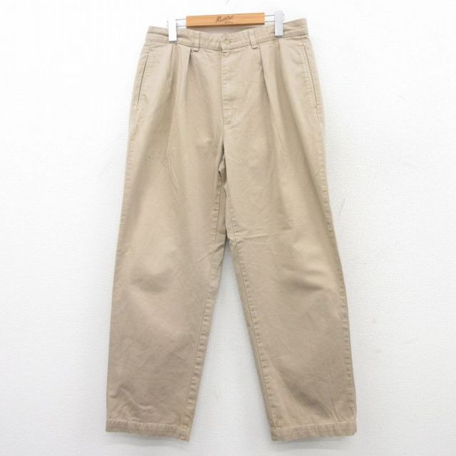 W33★古着 ラルフローレン Ralph Lauren ブランド チノ パンツ チノパン メンズ 90年代 90s コットン ベージュ カーキ 25may13 中古 ボトムス ロング