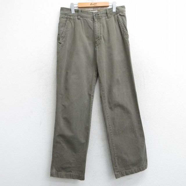 W33★古着 オールドネイビー OLD NAVY パンツ メンズ コットン 濃緑 グリーン 25may13 中古 ボトムス ロング