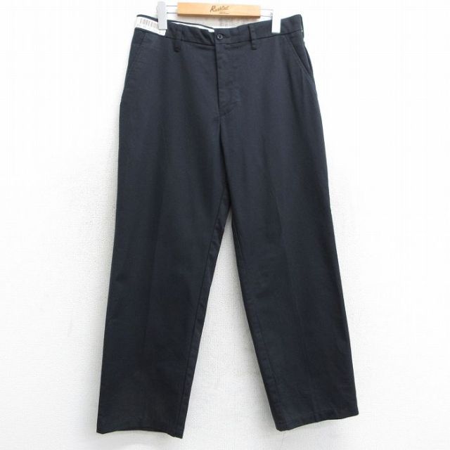 W33★古着 ワーク パンツ メンズ 黒 ブラック 25may13 中古 ボトムス ロング