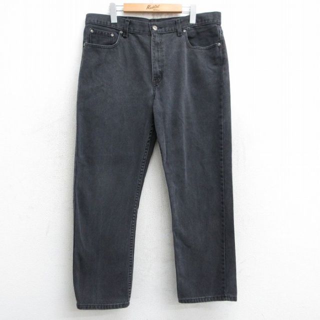 【50%OFF】W37★古着 ジーンズ メンズ コットン 黒 ブラック デニム 25may13 中古 ボトムス ジーパン Gパン ロング パンツ