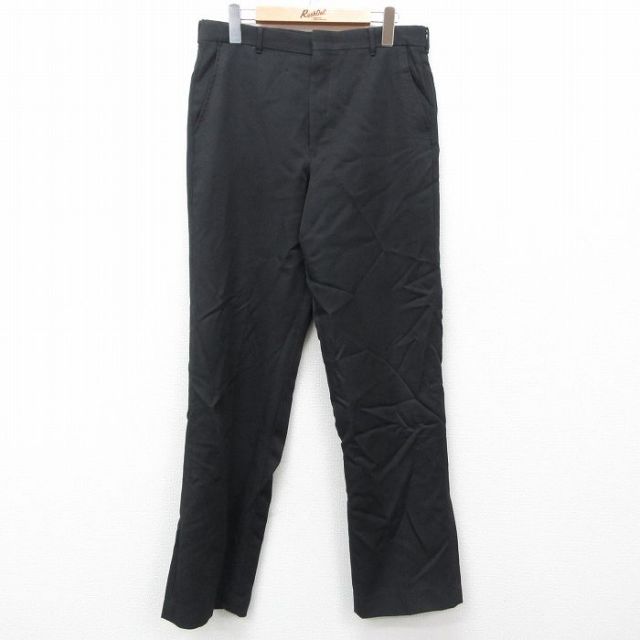 W32★古着 スラックス パンツ メンズ 80年代 80s タロン 黒 ブラック 25may14 中古 ボトムス ロング