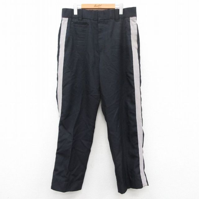 W35★古着 スラックス パンツ メンズ 90年代 90s 黒 ブラック 25may15 中古 ボトムス ロング