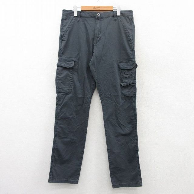 【20%OFF】W35★古着 ラングラー Wrangler カーゴ パンツ メンズ 濃グレー 25may15 中古 ボトムス ロング