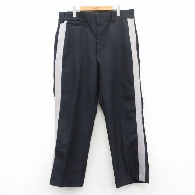 W37★古着 スラックス パンツ メンズ 90年代 90s USA製 黒 ブラック 25may15 中古 ボトムス ロング