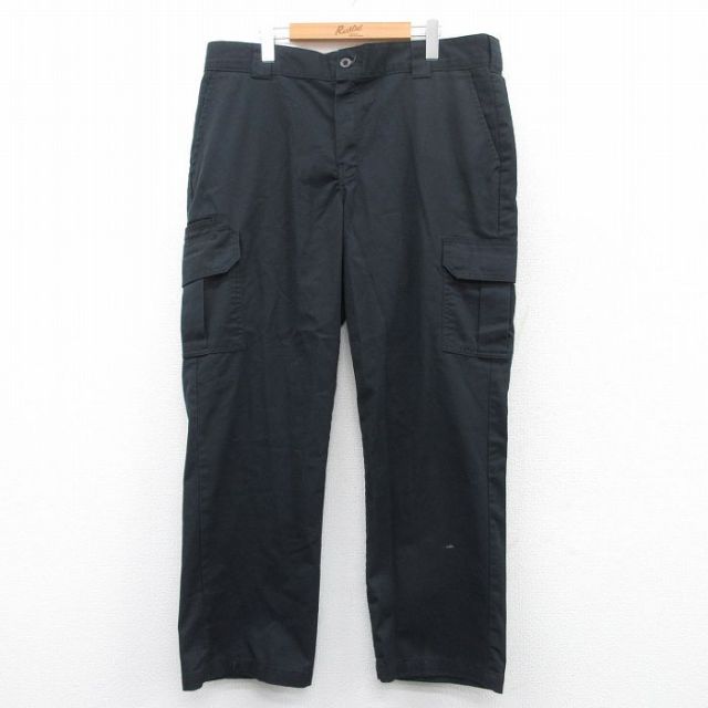 W39★古着 ディッキーズ Dickies カーゴ ワーク パンツ メンズ 大きいサイズ 黒 ブラック 25may15 中古 ボトムス ロング