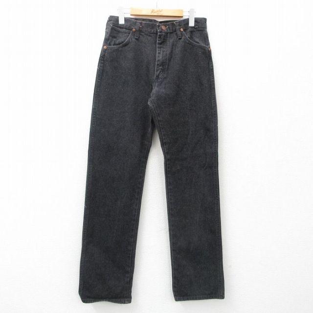 W31★古着 ラングラー Wrangler ジーンズ メンズ 90年代 90s コットン USA製 黒 ブラック デニム 25may15 中古 ボトムス ジーパン Gパン ロング パンツ