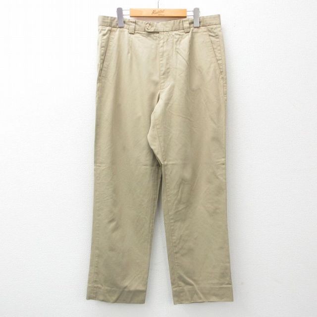 W34★古着 パンツ メンズ ベージュ カーキ 25may15 中古 ボトムス ロング